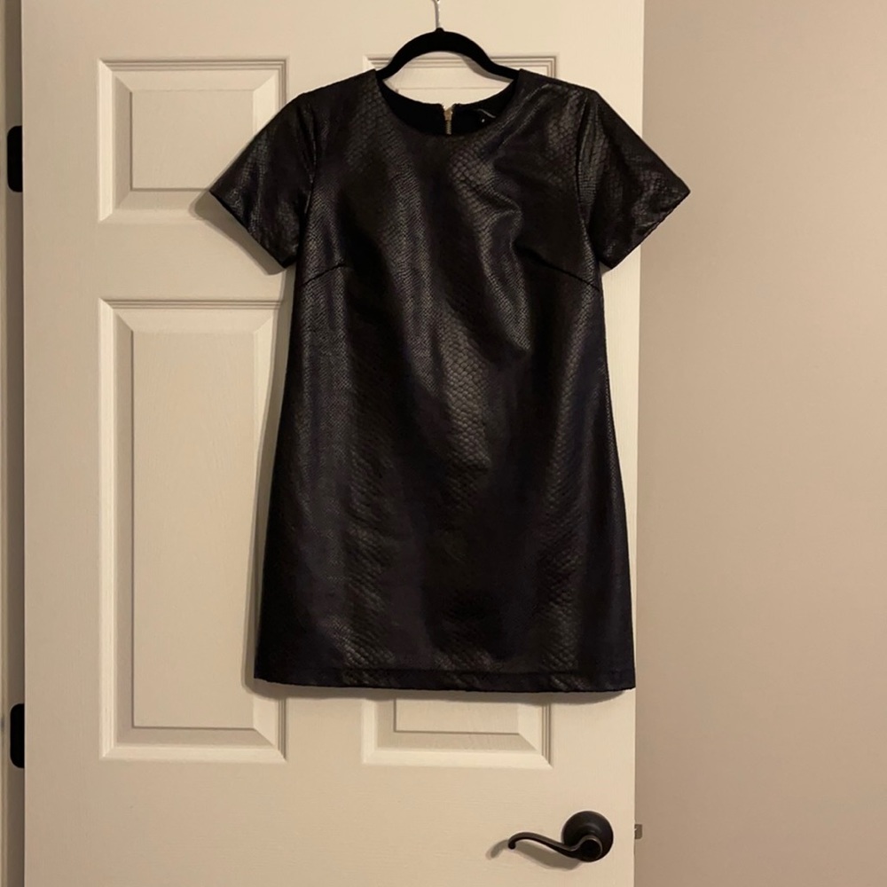 Black mini snake print dress